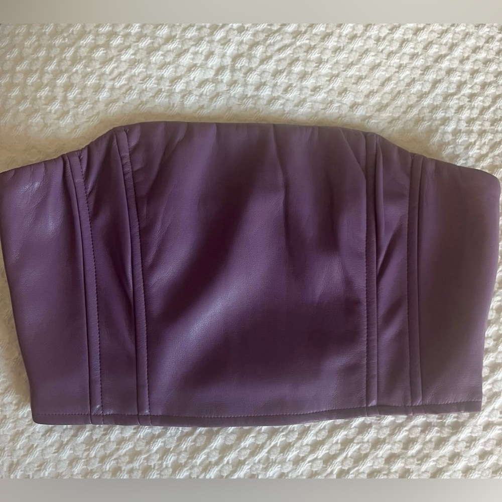 NWT Nasty Gal Faux Leather Boned Bandeau Corset Top 10